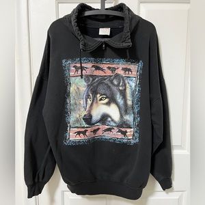Running Wolf Pullover Zip Sweater